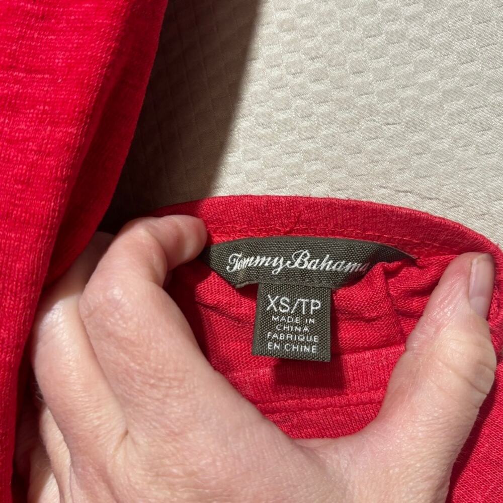 Tommy Bahama Linen Red Embroidered Cross Back Sundress Size XS Sleeveless Resort - Picture 6 of 9